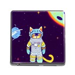 Cat Astronaut Space Retro Universe Memory Card Reader (Square 5 Slot)