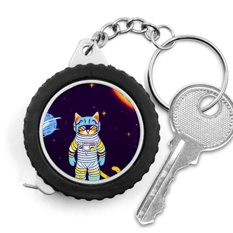 Cat Astronaut Space Retro Universe Measuring Tape from ArtsNow.com Front