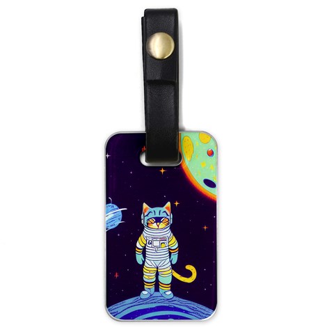 Cat Astronaut Space Retro Universe Luggage Tag (one side) from ArtsNow.com Front