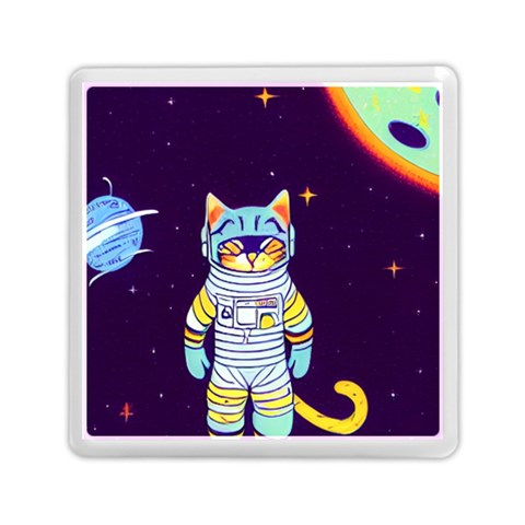 Cat Astronaut Space Retro Universe Memory Card Reader (Square) from ArtsNow.com Front