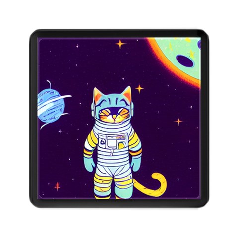 Cat Astronaut Space Retro Universe Memory Card Reader (Square) from ArtsNow.com Front