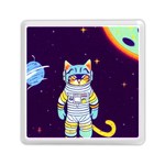 Cat Astronaut Space Retro Universe Memory Card Reader (Square)