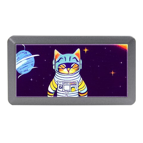Cat Astronaut Space Retro Universe Memory Card Reader (Mini) from ArtsNow.com Front
