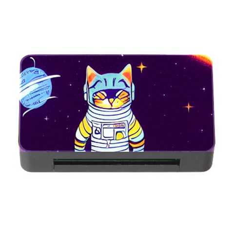 Cat Astronaut Space Retro Universe Memory Card Reader with CF from ArtsNow.com Front