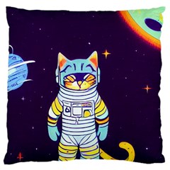 Cat Astronaut Space Retro Universe Large Cushion Case (Two Sides) from ArtsNow.com Front