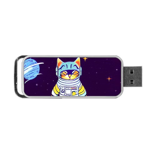 Cat Astronaut Space Retro Universe Portable USB Flash (Two Sides) from ArtsNow.com Front
