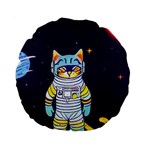 Cat Astronaut Space Retro Universe Standard 15  Premium Round Cushions