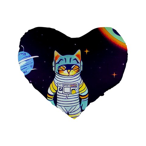 Cat Astronaut Space Retro Universe Standard 16  Premium Heart Shape Cushions from ArtsNow.com Front