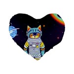 Cat Astronaut Space Retro Universe Standard 16  Premium Heart Shape Cushions