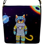 Cat Astronaut Space Retro Universe Flap Closure Messenger Bag (S)