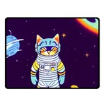 Cat Astronaut Space Retro Universe Two Sides Fleece Blanket (Small)