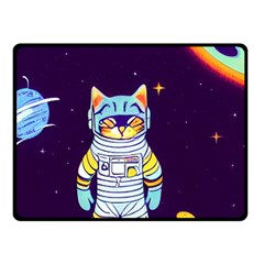 Cat Astronaut Space Retro Universe Two Sides Fleece Blanket (Small) from ArtsNow.com 45 x34  Blanket Back