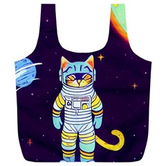 Cat Astronaut Space Retro Universe Full Print Recycle Bag (XL) from ArtsNow.com Back