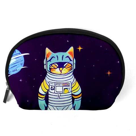 Cat Astronaut Space Retro Universe Accessory Pouch (Large) from ArtsNow.com Back