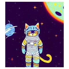Cat Astronaut Space Retro Universe Drawstring Pouch (Medium) from ArtsNow.com Back