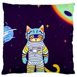 Cat Astronaut Space Retro Universe Large Premium Plush Fleece Cushion Case (One Side)