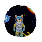 Cat Astronaut Space Retro Universe Standard 15  Premium Flano Round Cushions