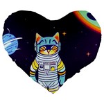 Cat Astronaut Space Retro Universe Large 19  Premium Flano Heart Shape Cushions