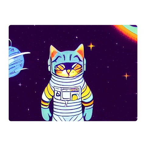 Cat Astronaut Space Retro Universe Two Sides Premium Plush Fleece Blanket (Mini) from ArtsNow.com 35 x27  Blanket Front