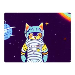 Cat Astronaut Space Retro Universe Two Sides Premium Plush Fleece Blanket (Mini) from ArtsNow.com 35 x27  Blanket Back