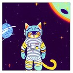 Cat Astronaut Space Retro Universe Square Satin Scarf (36  x 36 )