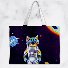 Cat Astronaut Space Retro Universe Zipper Mini Tote Bag from ArtsNow.com Front