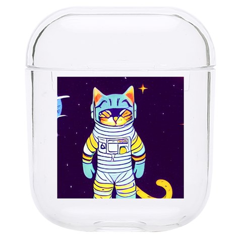 Cat Astronaut Space Retro Universe Hard PC AirPods 1/2 Case from ArtsNow.com Front