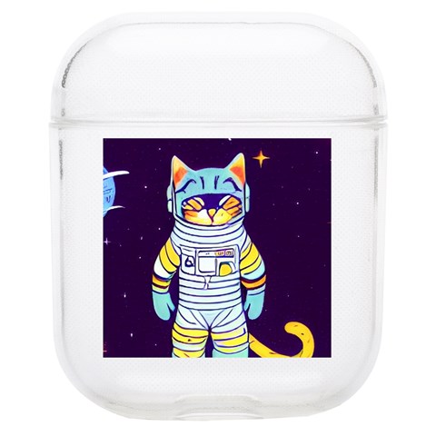 Cat Astronaut Space Retro Universe Soft TPU AirPods 1/2 Case from ArtsNow.com Front