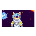 Cat Astronaut Space Retro Universe Satin Shawl 45  x 80 