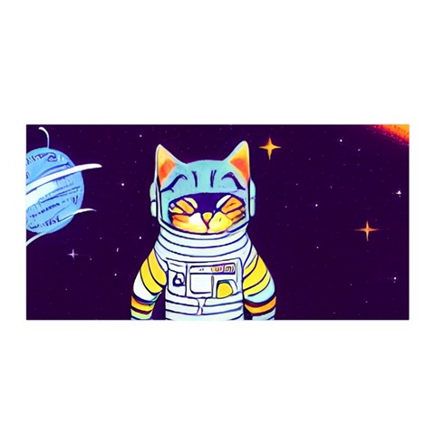 Cat Astronaut Space Retro Universe Satin Wrap 35  x 70  from ArtsNow.com Front
