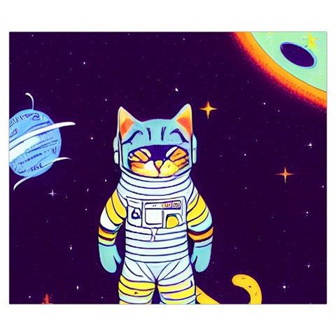 Cat Astronaut Space Retro Universe Zipper Large Tote Bag from ArtsNow.com Back