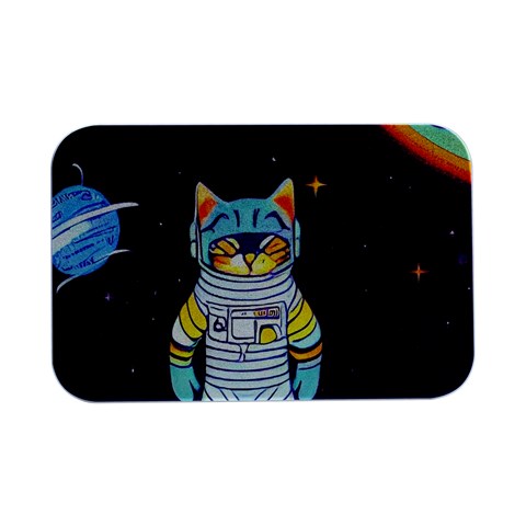 Cat Astronaut Space Retro Universe Open Lid Metal Box (Silver)   from ArtsNow.com Front