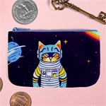Cat Astronaut Space Retro Universe Large Coin Purse