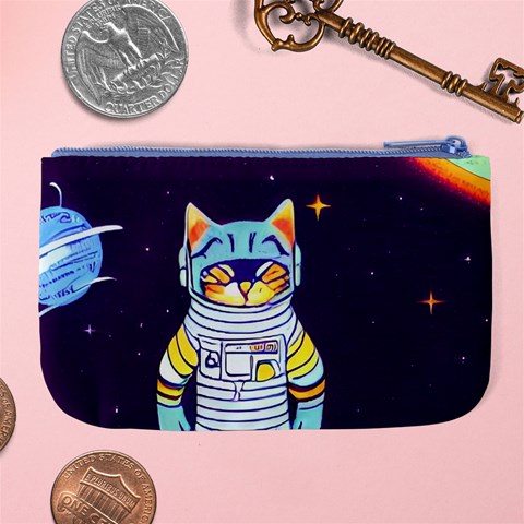 Cat Astronaut Space Retro Universe Large Coin Purse from ArtsNow.com Back