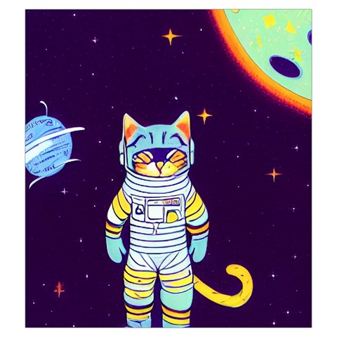 Cat Astronaut Space Retro Universe Drawstring Pouch (2XL) from ArtsNow.com Front