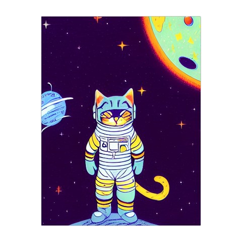 Cat Astronaut Space Retro Universe Medium Tapestry from ArtsNow.com Front