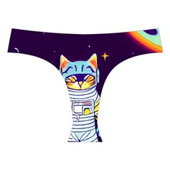 Cat Astronaut Space Retro Universe Cross Back Hipster Bikini Set from ArtsNow.com Front Under