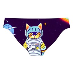 Cat Astronaut Space Retro Universe Cross Back Hipster Bikini Set from ArtsNow.com Back Under