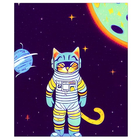 Cat Astronaut Space Retro Universe Waist Pouch (Large) from ArtsNow.com Back Strap