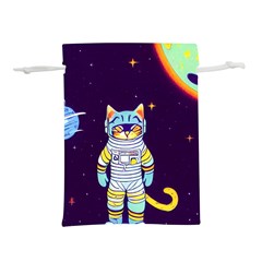 Cat Astronaut Space Retro Universe Lightweight Drawstring Pouch (M) from ArtsNow.com Front