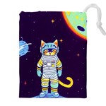 Cat Astronaut Space Retro Universe Drawstring Pouch (5XL)