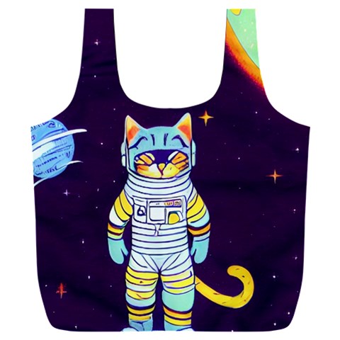 Cat Astronaut Space Retro Universe Full Print Recycle Bag (XXL) from ArtsNow.com Back