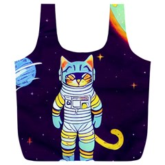 Cat Astronaut Space Retro Universe Full Print Recycle Bag (XXL) from ArtsNow.com Back