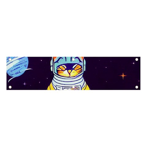 Cat Astronaut Space Retro Universe Banner and Sign 4  x 1  from ArtsNow.com Front