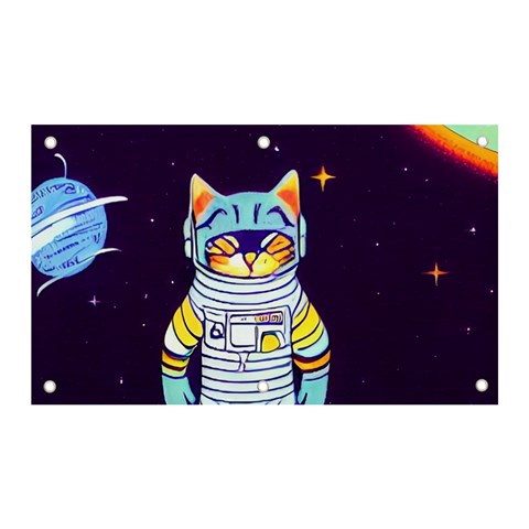 Cat Astronaut Space Retro Universe Banner and Sign 5  x 3  from ArtsNow.com Front