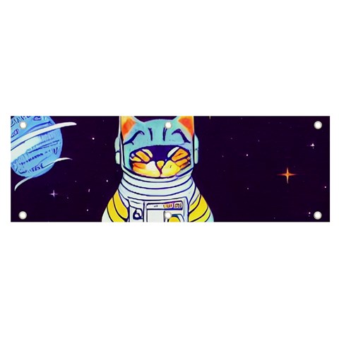 Cat Astronaut Space Retro Universe Banner and Sign 6  x 2  from ArtsNow.com Front