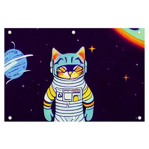 Cat Astronaut Space Retro Universe Banner and Sign 6  x 4  from ArtsNow.com Front