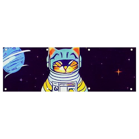 Cat Astronaut Space Retro Universe Banner and Sign 9  x 3  from ArtsNow.com Front