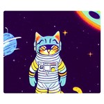 Cat Astronaut Space Retro Universe Premium Plush Fleece Blanket (Small)