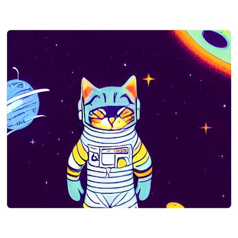 Cat Astronaut Space Retro Universe Premium Plush Fleece Blanket (Medium) from ArtsNow.com 60 x50  Blanket Front